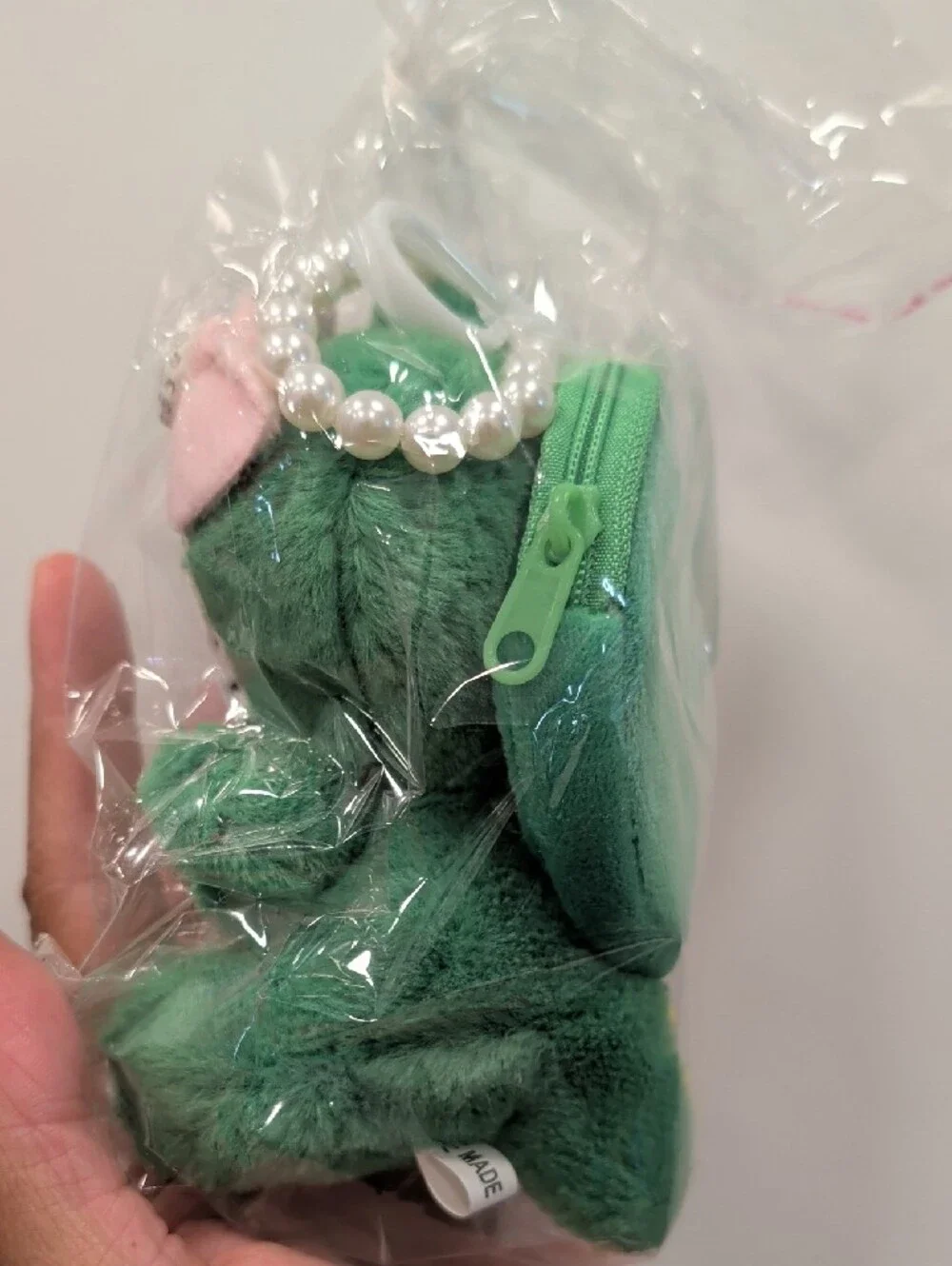 Plush Green Kitty as Dino Bag Charm